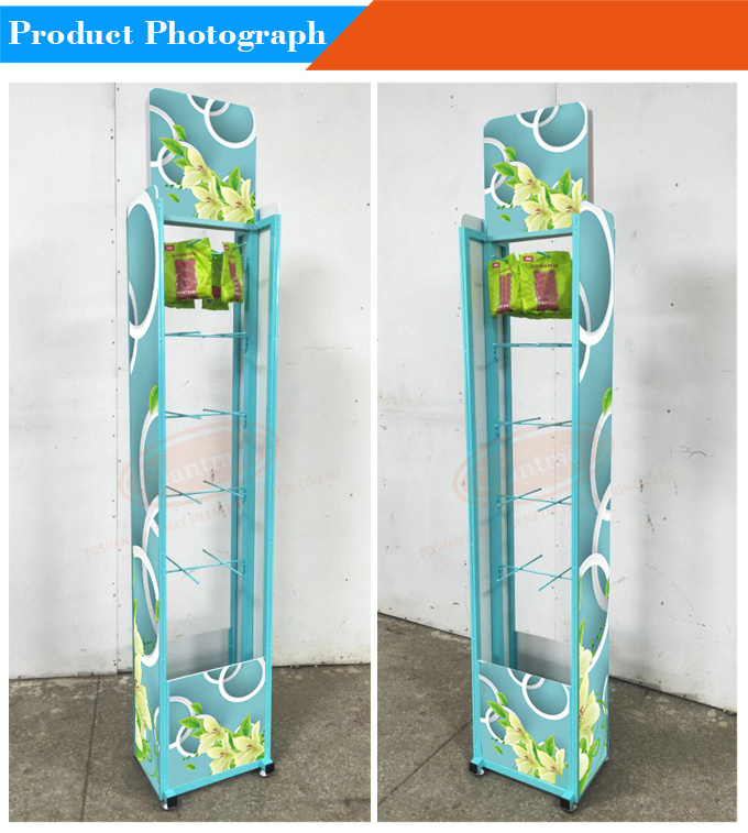 Professional Custom Pvc Foam Board Double-sided Floor standing metal Goods Retail Display Rack