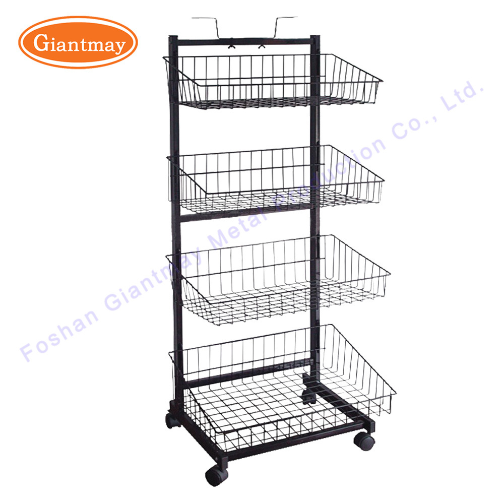 Floor Standing Unit Display cabinet Multi-function retail store candy supermarket display rack with wheel