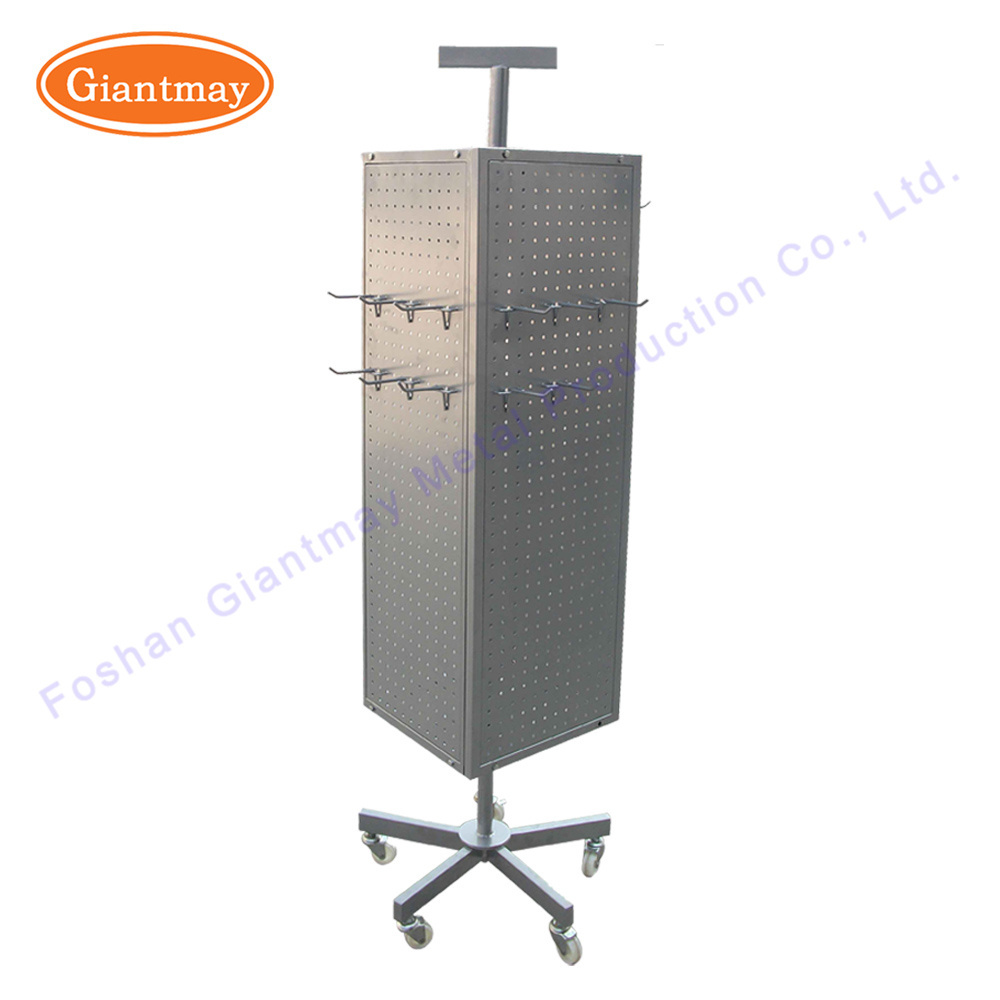 Floor standing pegboard wall hook display mobile cell phone case hanging accessories rotating display stand