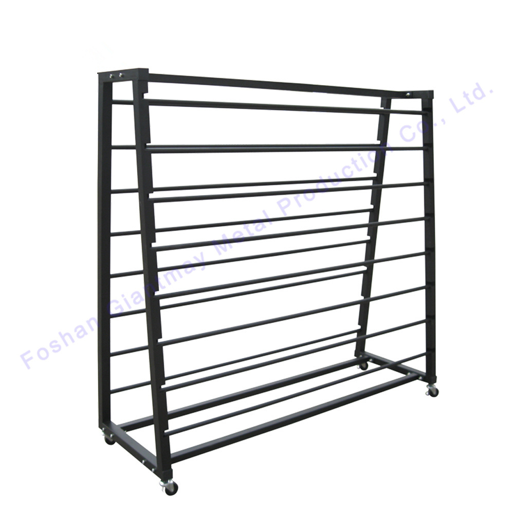 High Quality double sided hanging textile pipe fabric roll floor stand rug display rack