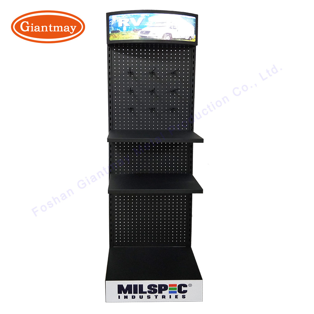 Giantmay Peg Board Shelves Perforated Rack with Hook Metal Floor Display Stand