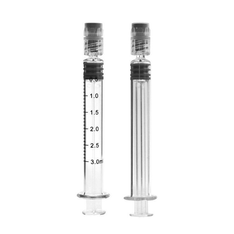 1ml 2.25ml 3ml 5ml Prefilled Borosilicate Syringe Metal Plastic Plunger Luer Lock Syringes 5ml Glass Syringes 1ml