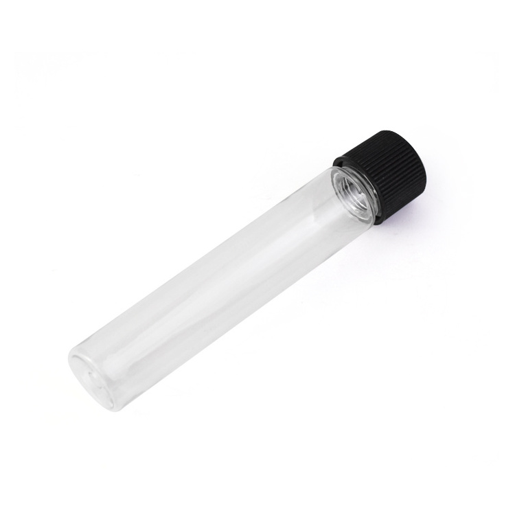 Childproof Clear Transparent Packaging Plastic PET Tube Custom Flat Bottom 22X115mm Clear Plastic Tube with Child Resistant Lid