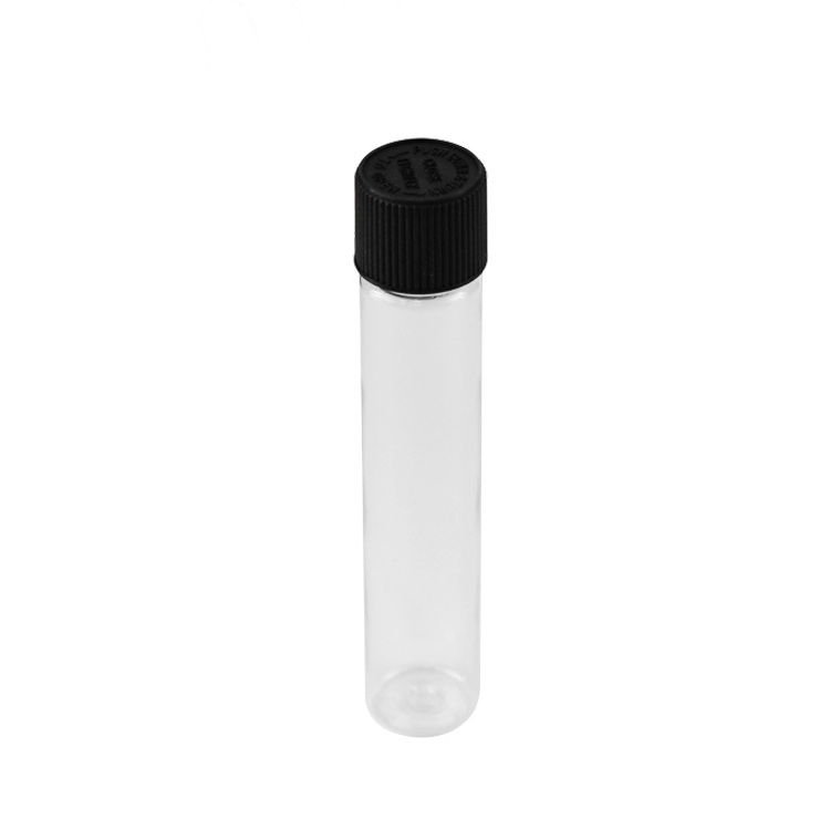 Childproof Clear Transparent Packaging Plastic PET Tube Custom Flat Bottom 22X115mm Clear Plastic Tube with Child Resistant Lid