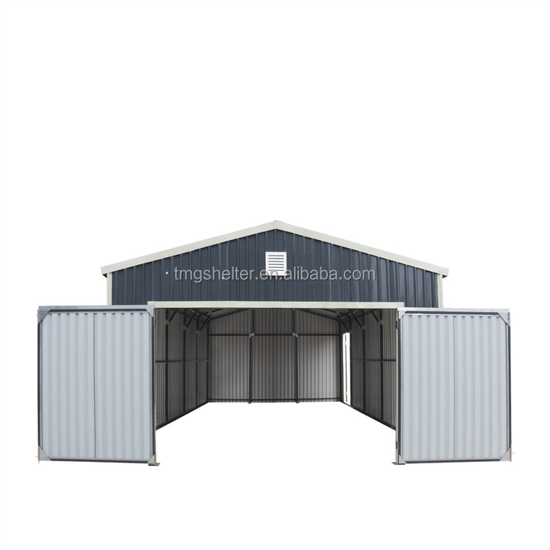 20ft x 20ft Tent 2 Garage Car Parking Carport Metal Roof Outdoor Prefab Canopy