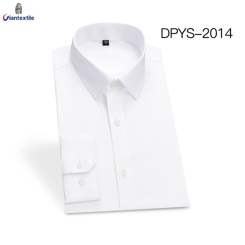 RTS 100% Cotton Men's Pure White Solid Twill Tuxedo Shirts Anti-wrinkle DP Non Iron Dress Shirts For Men