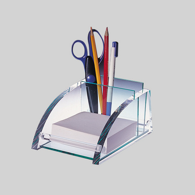 Manufacturer Supplier Clear Office Acrylic Desk Organizer Stationery Set Memo Pad  Pen Holder