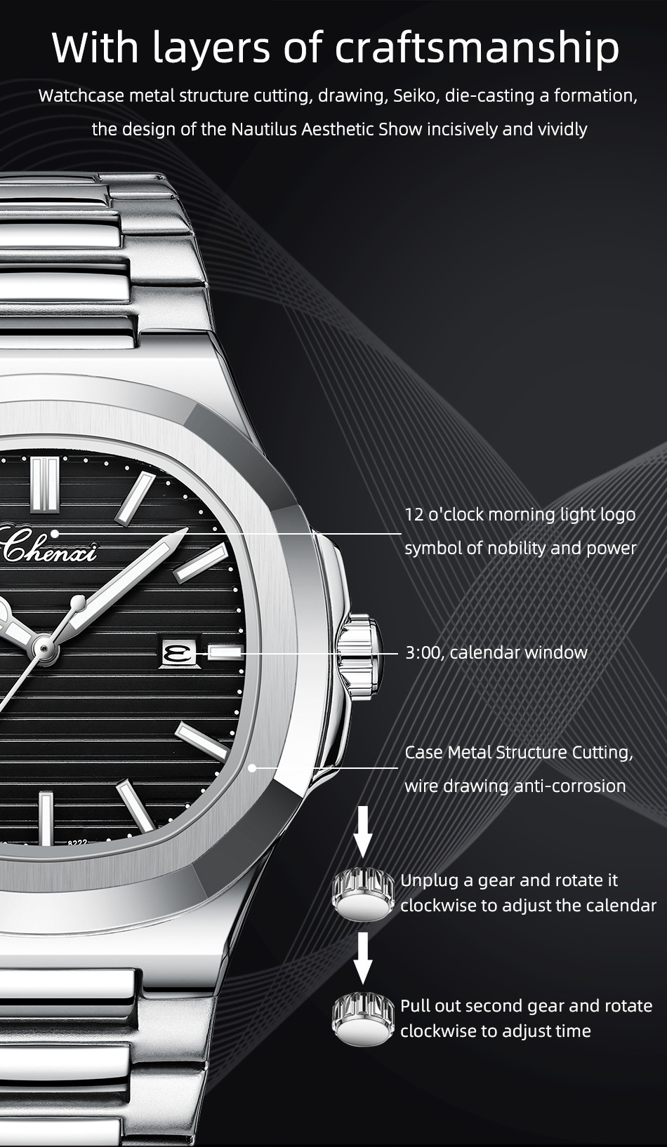 Cost-effective New Men's Watches Top Luxury Quartz Men Watch Stainless Steel Business Waterproof Luminous Wristwatch