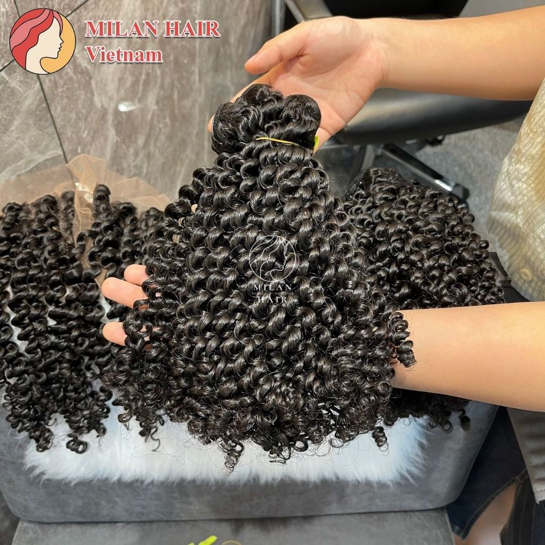 Best Selling Pixie Curly Vietnamese Human Hair Machine Weft Double Drawn Factory Price Hair Extensions