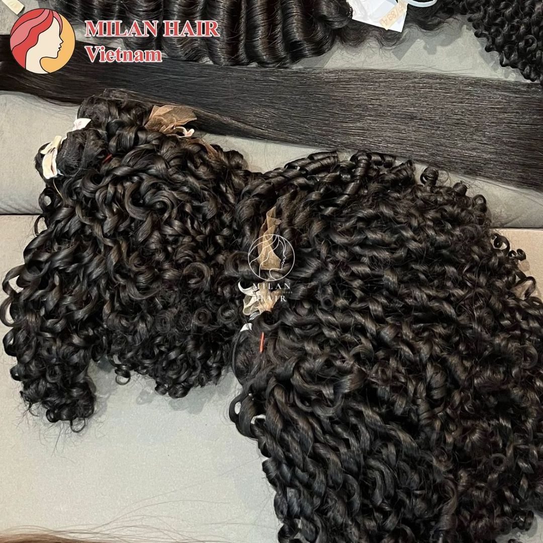 Best Selling Pixie Curly Vietnamese Human Hair Machine Weft Double Drawn Factory Price Hair Extensions