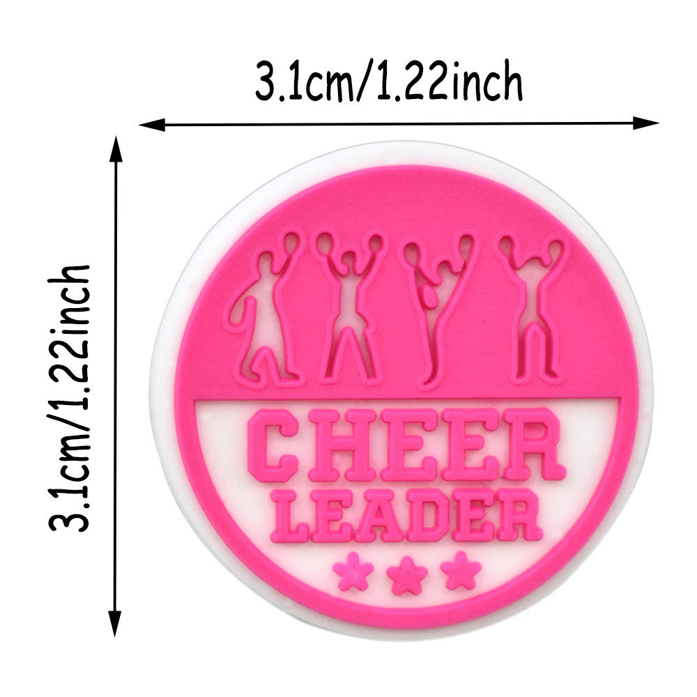 Special Offer Popular Pink Cheer Squad Series Shoes Accessories Pvc Clog Shoe Charms For Lady Clog Shoes Charm