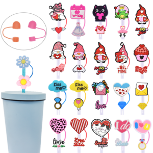 New Products Custom Straw Topper Valentine's Day Straw Topper Charms Heart Tumbler Topper With Water Bottle