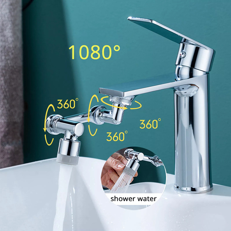 Gibo brass gold black color 1080 metal degree swivel faucet extender aluminium for bathroom sink