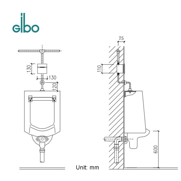 Hot Selling CE European Type Automatic Urinal Flusher Touchless Flush Sensor Valve