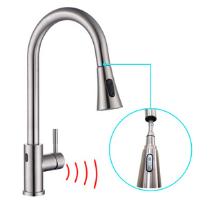 China GIBO gold matt black brass pull out touchless infrared  SUS 304 stainless steel touch kitchen  faucet sensor