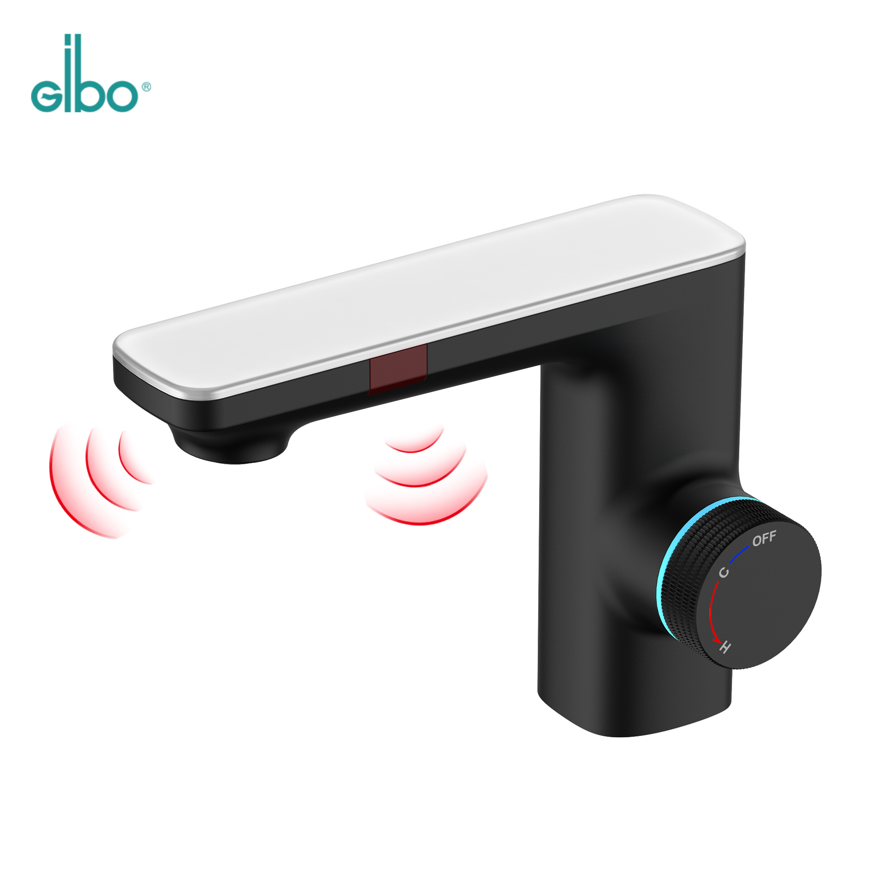 Gibo smart touchless  sensor black bathroom wash basin led water ir faucets