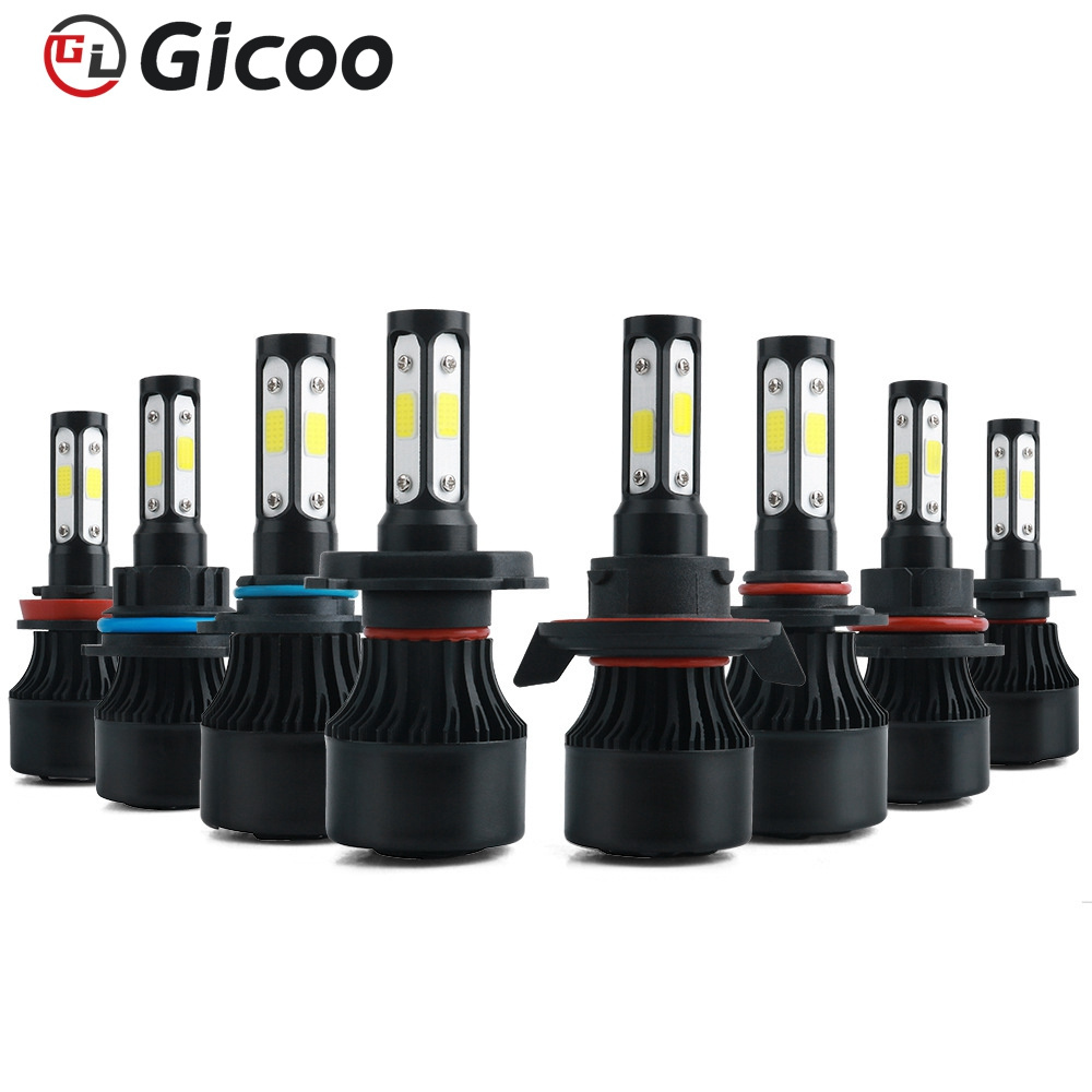 GICOO LED Headlight Bulbs 360 4 Sides 55w 8000lm H1 H3 H4 H7 H11 Auto Headlight Fog Lights HB3 HB4 9004 9007