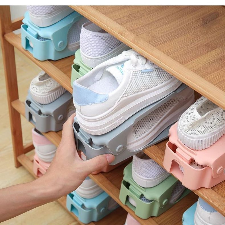 Shoe Bracket Creative Shoe Rack Double Layer Adjustable Simple Plastic Shoe Storage Holders & Racks