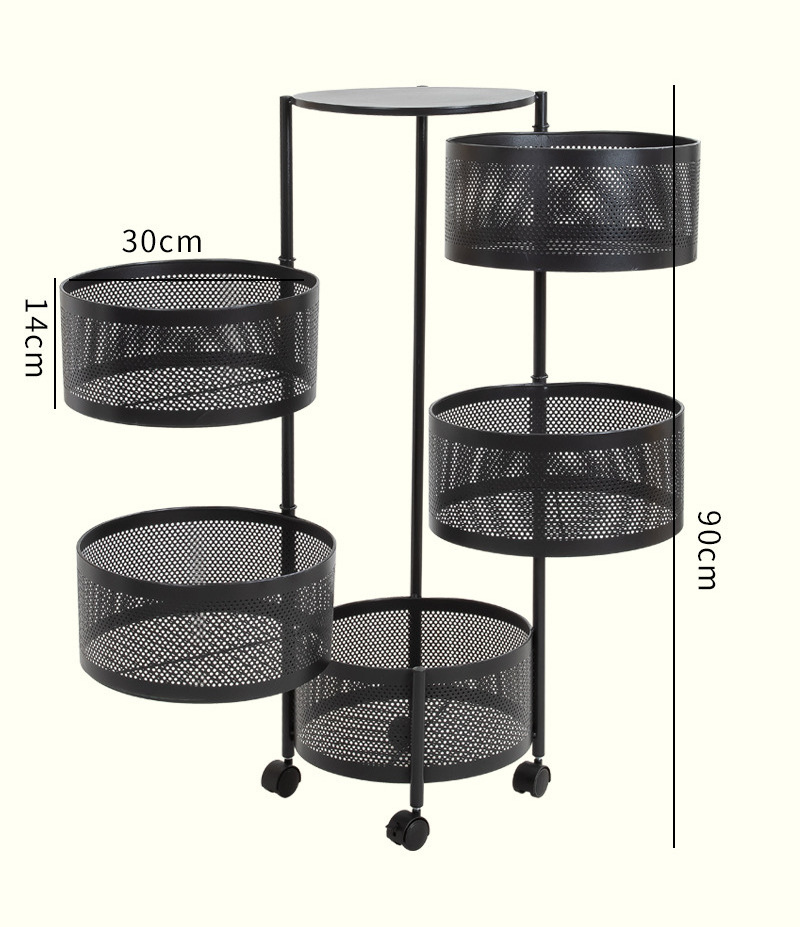 Multi-Layer Rotatable Fruit Vegetable Shelf 3 Tier 4 Tier 5 Tier Round Kitchen Fruit Rotating Storage Rack