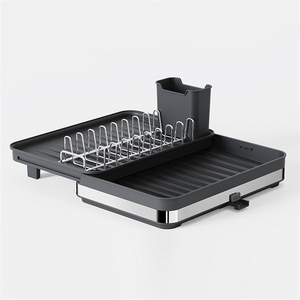 Hot NEW 5 IN 1  Kitchenware Organizer 304 Stainless Steel 2 Tier Drainer Dish Rack With Cups And Cutting Board Holder