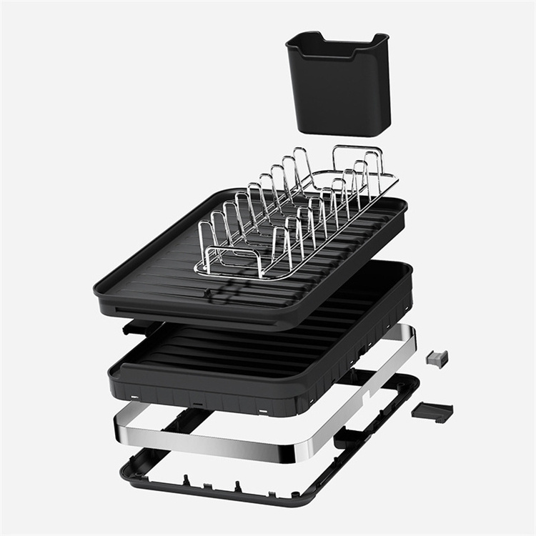 Hot NEW 5 IN 1  Kitchenware Organizer 304 Stainless Steel 2 Tier Drainer Dish Rack With Cups And Cutting Board Holder