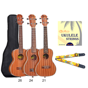 Wholesale four nylon strings high quality mix size sapele tenor concert ukulele set