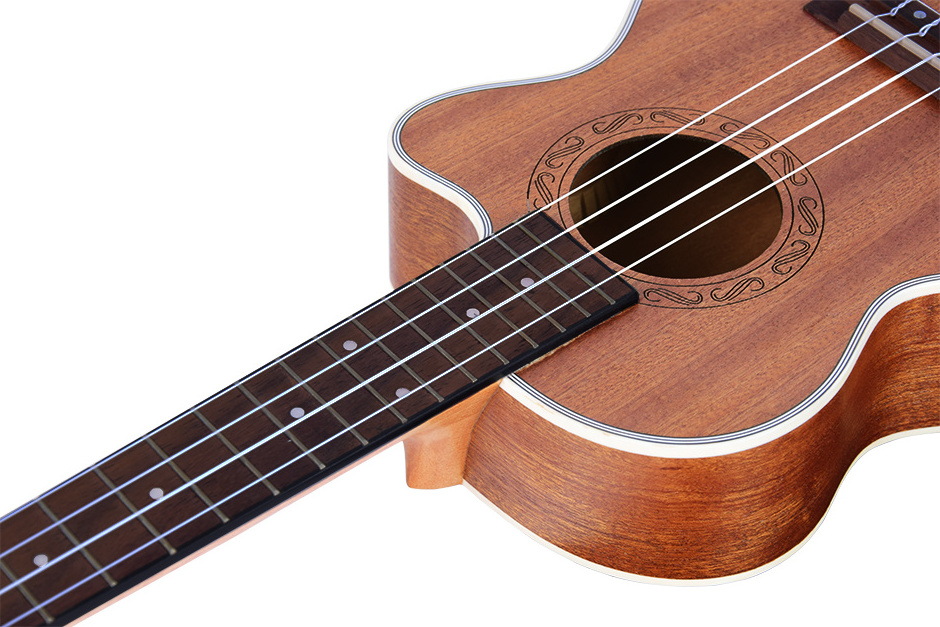 Wholesale four nylon strings high quality mix size sapele tenor concert ukulele set