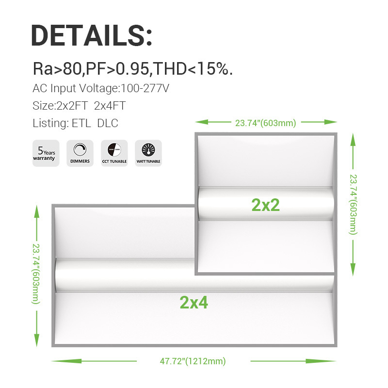 2ft x 4ft white integrated led drop ceiling troffer light with 5000 lumens