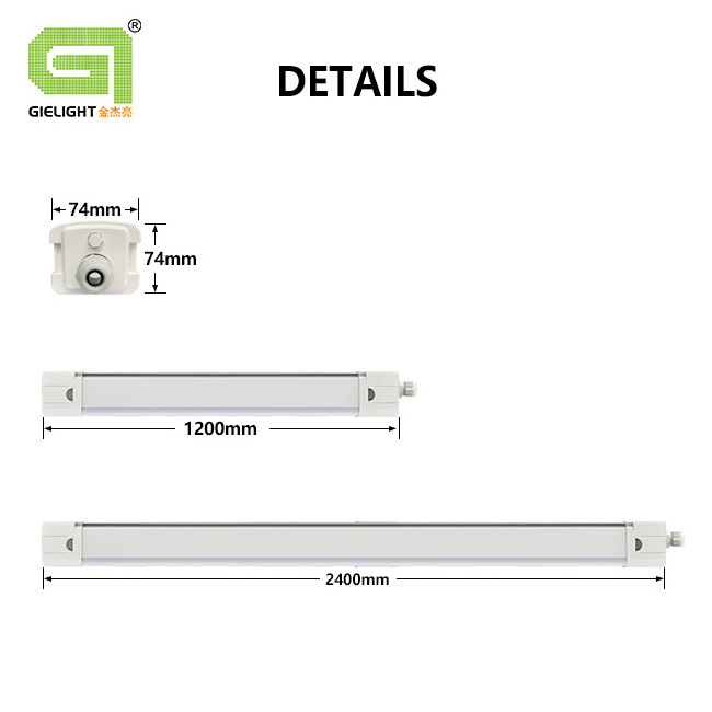 High Bright IP65 4ft 8ft Vapor Proof Tight LED Tri-proof Linear Waterproof Tube Light Fixture For Wet Location