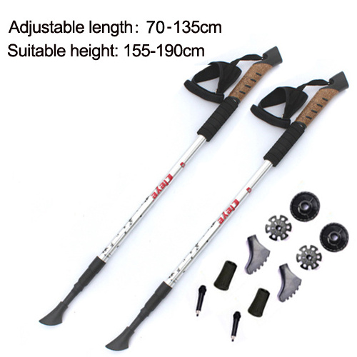 Cork Grip Padded Strap Quick Adjust Flip Lock Walking Sticks Lightweight 3 Section Nordic Strong Aircraft Aluminum Hiking Poles