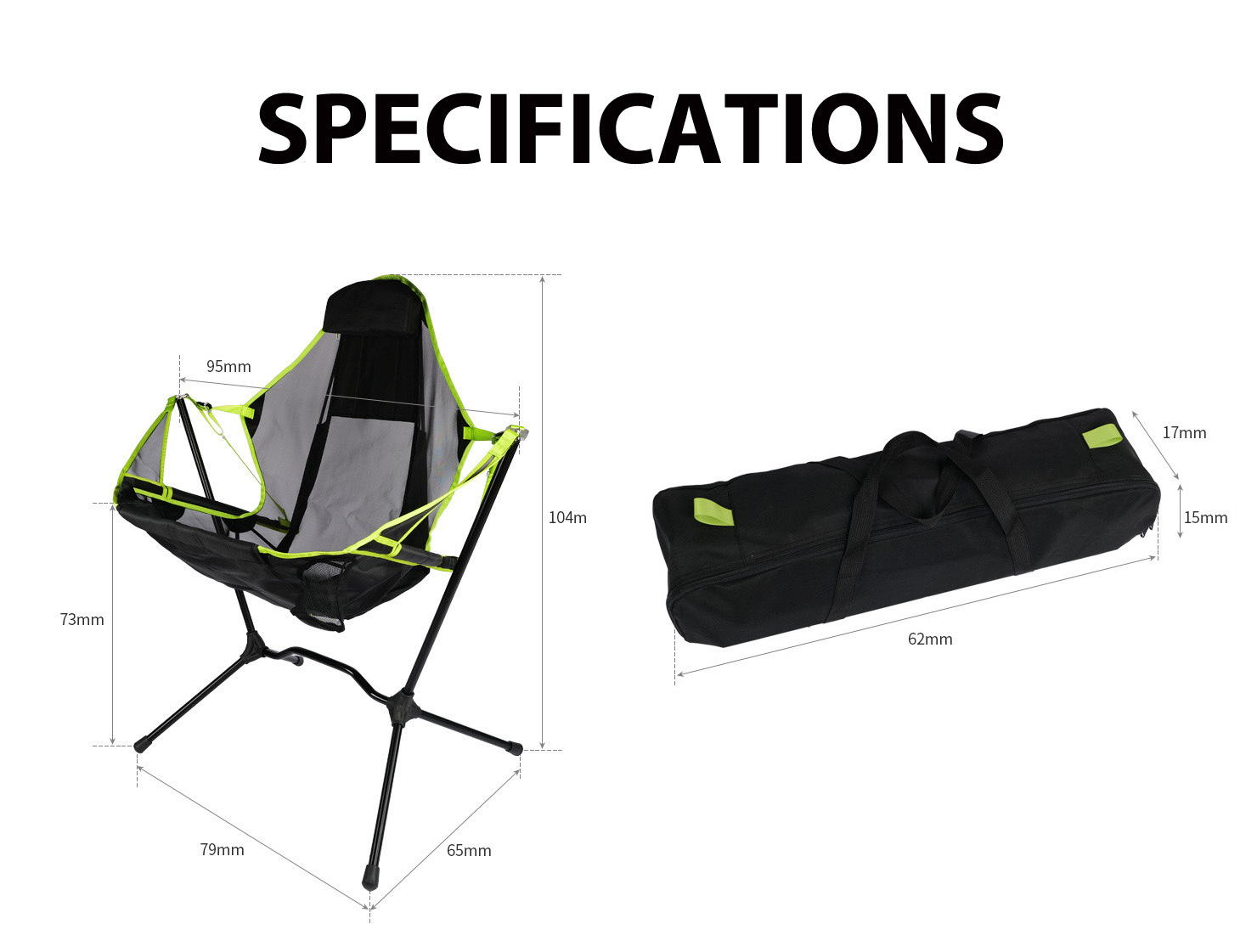 Lightweight Furniture Portable Camp Relaxing Swing Luxury Recliner Aluminum Outdoor Folding Rocking Chair