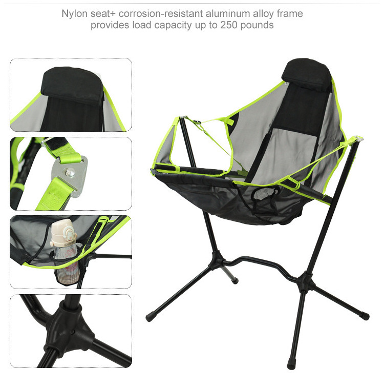 Portable Backpacking Rocking Recliners Lightweight Beach Metal Valuable Outdoor Swing Camping Chair