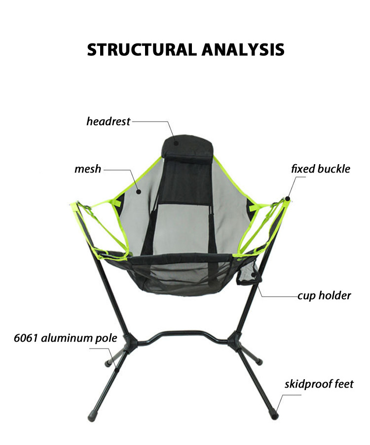 Portable Backpacking Rocking Recliners Lightweight Beach Metal Valuable Outdoor Swing Camping Chair