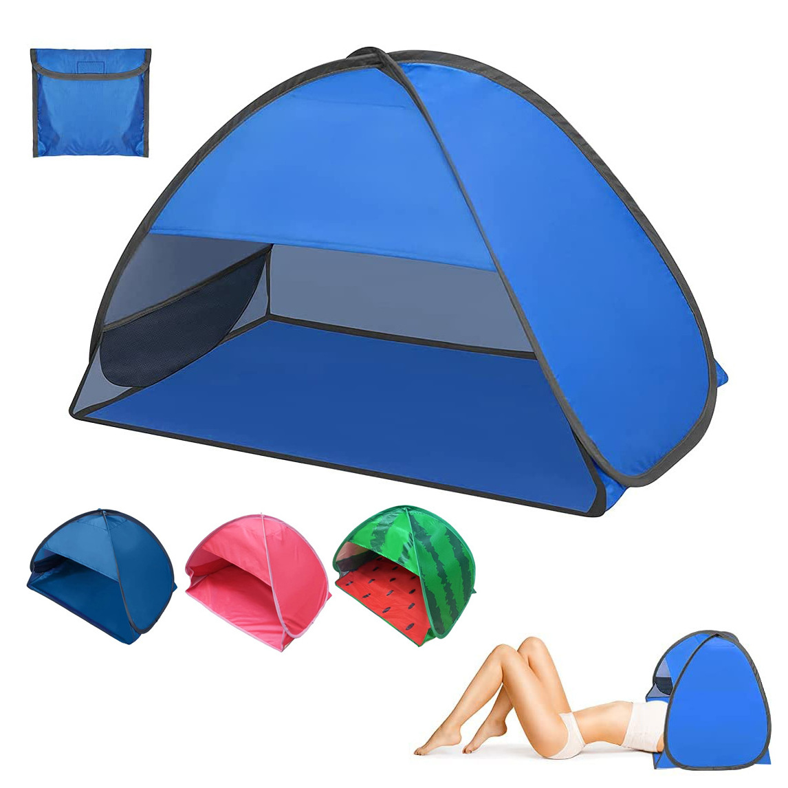 Anti-uv Mini Parasol Camping Outdoor Windproof Sunbathing Air Pillow Instant Automatic Pop Up Head Tent Beach Sunshade