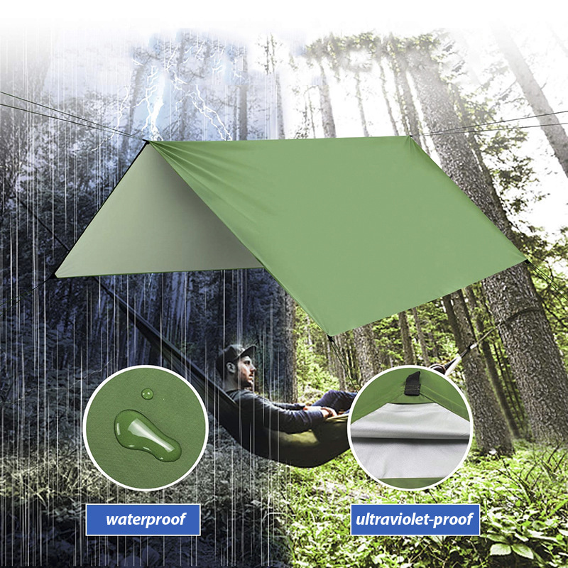 Portable Mosquito Net Rain Fly Tarp Set Swing Bed 210d Nylon Taffeta Waterproof Outdoor Camping Hammock With Canopy