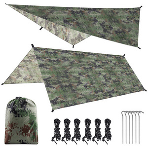 Backpacking 3-4 persons sunshade awning tent shelter tarp reinforcement waterproof camouflage  camping rain fly