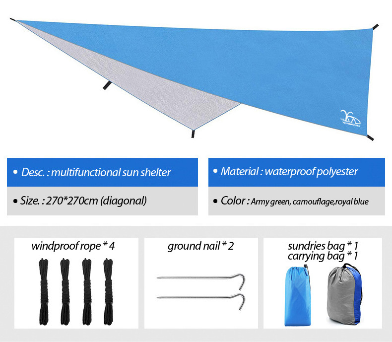 210D ultralight waterproof flysheet sunshade canopy outdoor shelter survival rain tarp ripstop nylon camping tent hammock hybrid