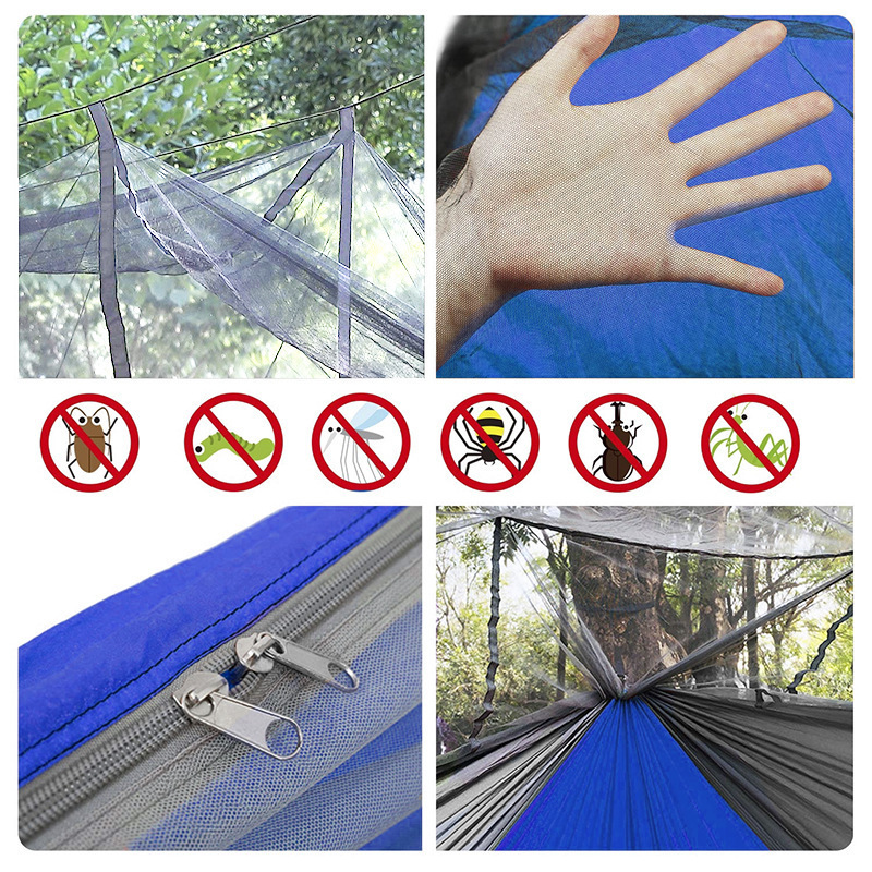 Jungle Outdoor Double Parachute Tarp Portable Mosquito Net Tree Reinforcement 210t Nylon Ripstop Camping Hammock With Rainfly