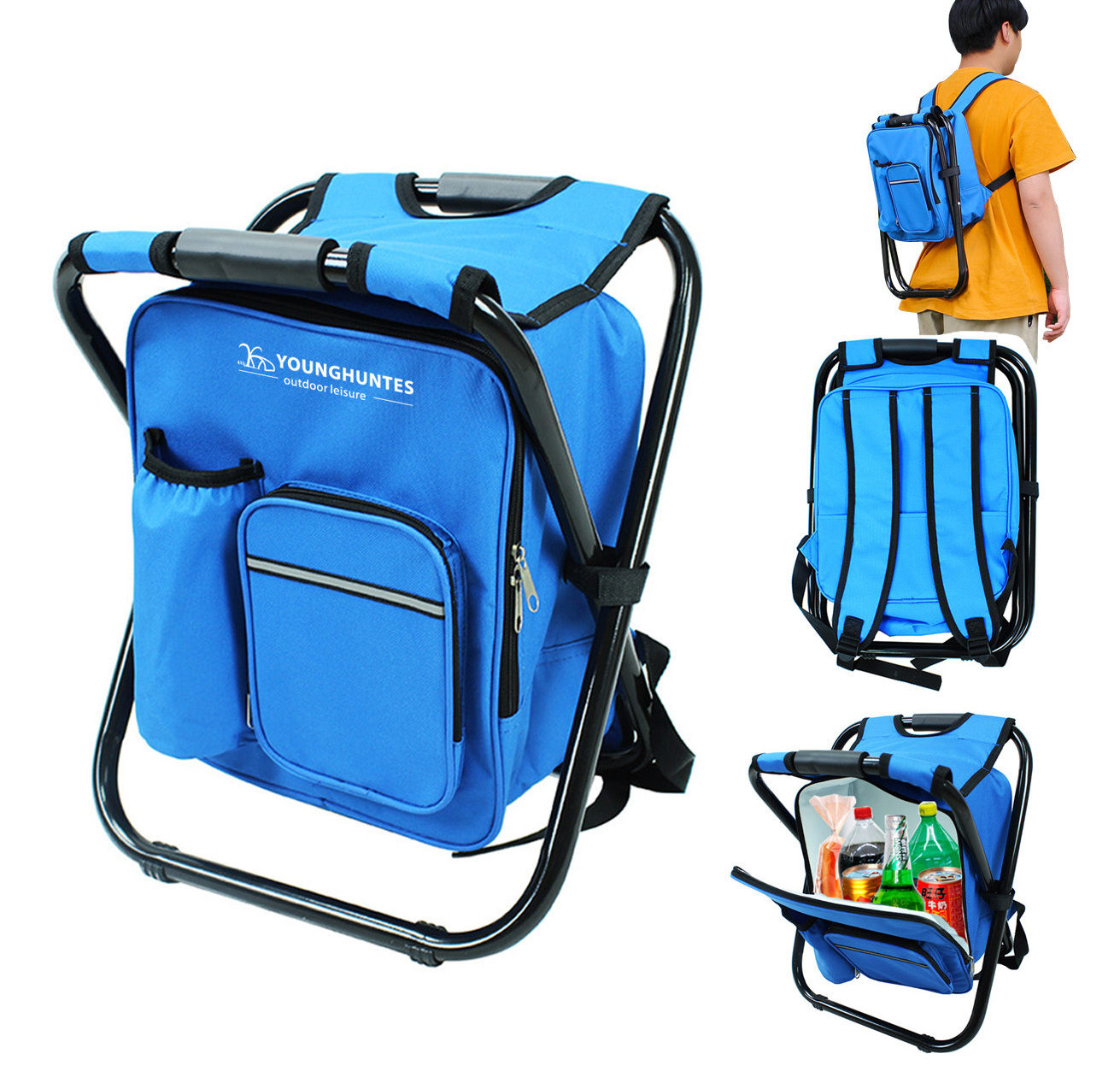 Outdoor Sport Events Portable Beach Fishing Detachable Folding Cooler Bag Camping Ultralight Backpacking Chair