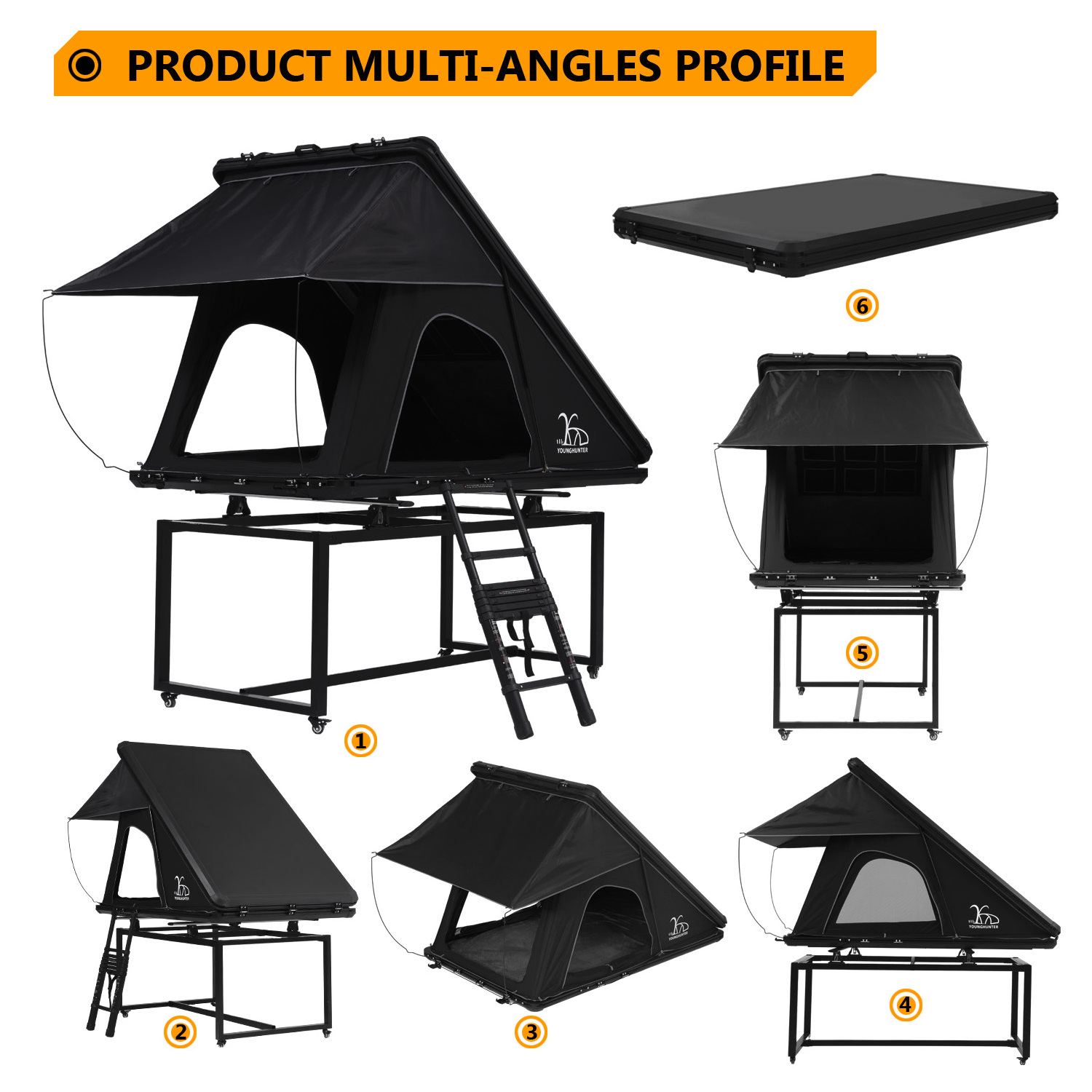 Outdoor Off The Ground Hard Shell Roof Top Tent Waterproof Foldable Car Roof Top Truck Tent For Camping