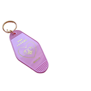 pink Glitter Keychain Custom Logo Color Material Key Tags Promotional Blank Plastic pink Retro Vintage motel key holder