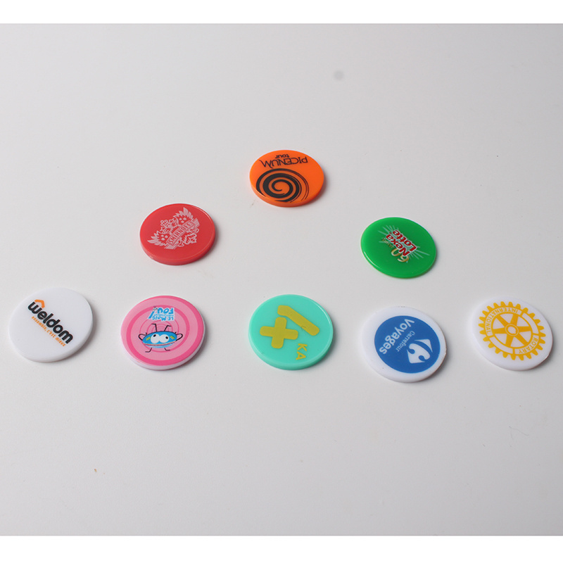 2024 BSCI Plastic Trolly Coins Logo Custom Color Printed Plastic Game Coins Tokens