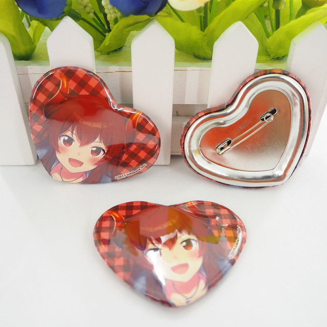 Heart Button Maker Wholesale Factory Price Pins Back Heart Shape Cartoon Cute Tin Badge Button