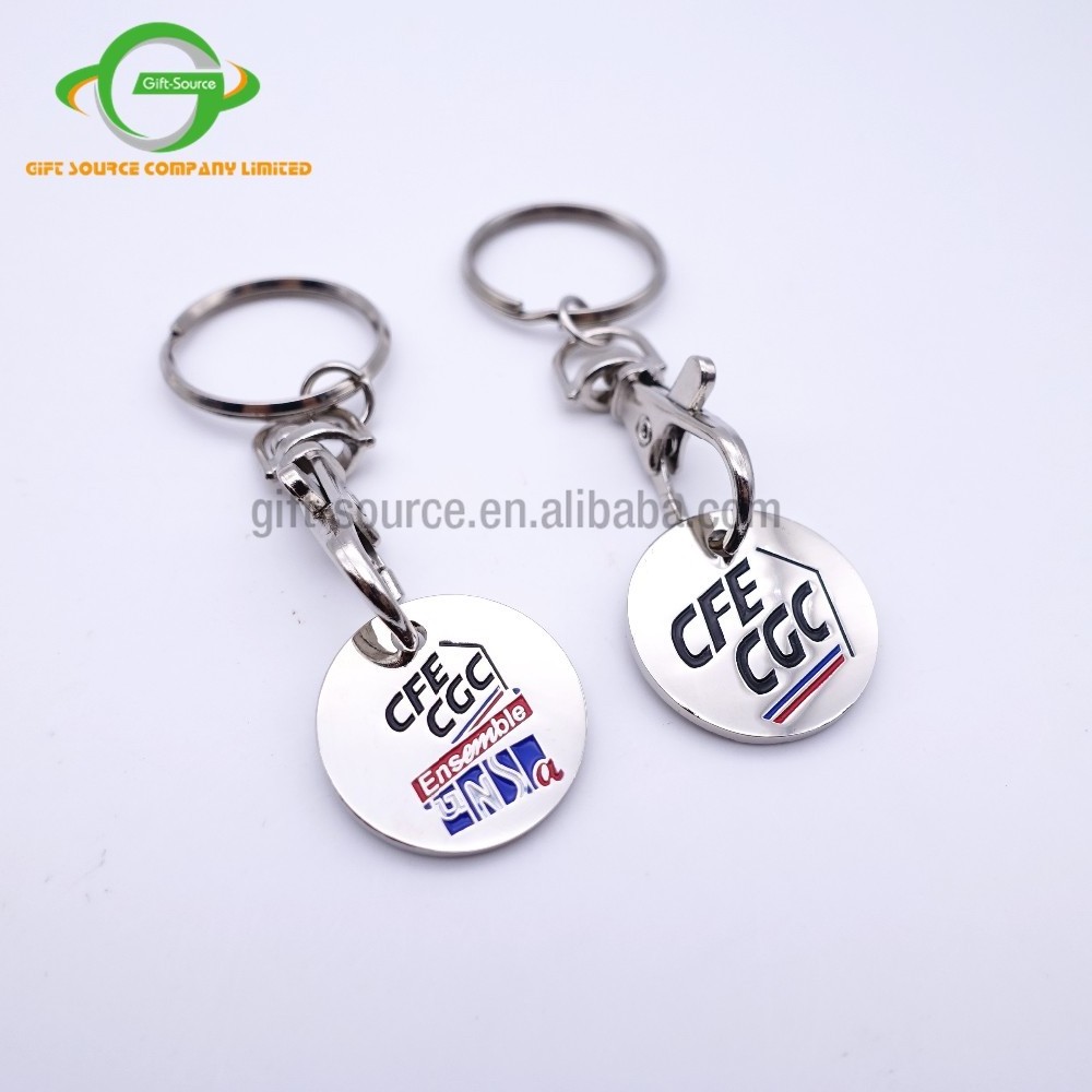 Wholesale Custom Logo Shopping Cart Coin Metal Key Chain/Metal Trolley Token Coin For Game/Caddy Chips Coin Keychain