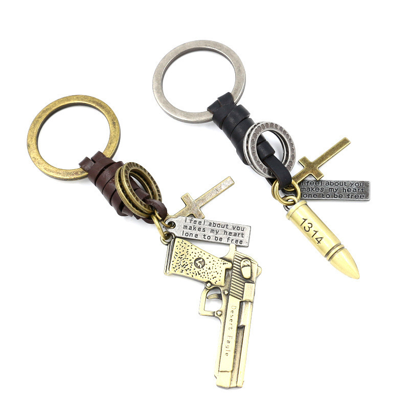 Custom Logo Quality New Products Zinc Alloy Metal Toys Gun Key Chains Games Model Exquisite Mini Gun Knife Keychain