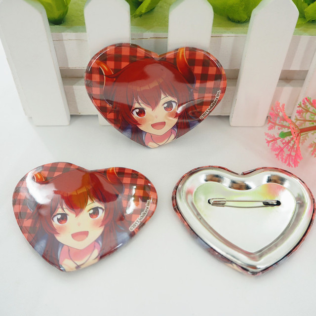 Heart Button Maker Wholesale Factory Price Pins Back Heart Shape Cartoon Cute Tin Badge Button