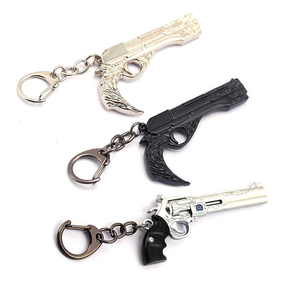 Custom Logo Quality New Products Zinc Alloy Metal Toys Gun Key Chains Games Model Exquisite Mini Gun Knife Keychain