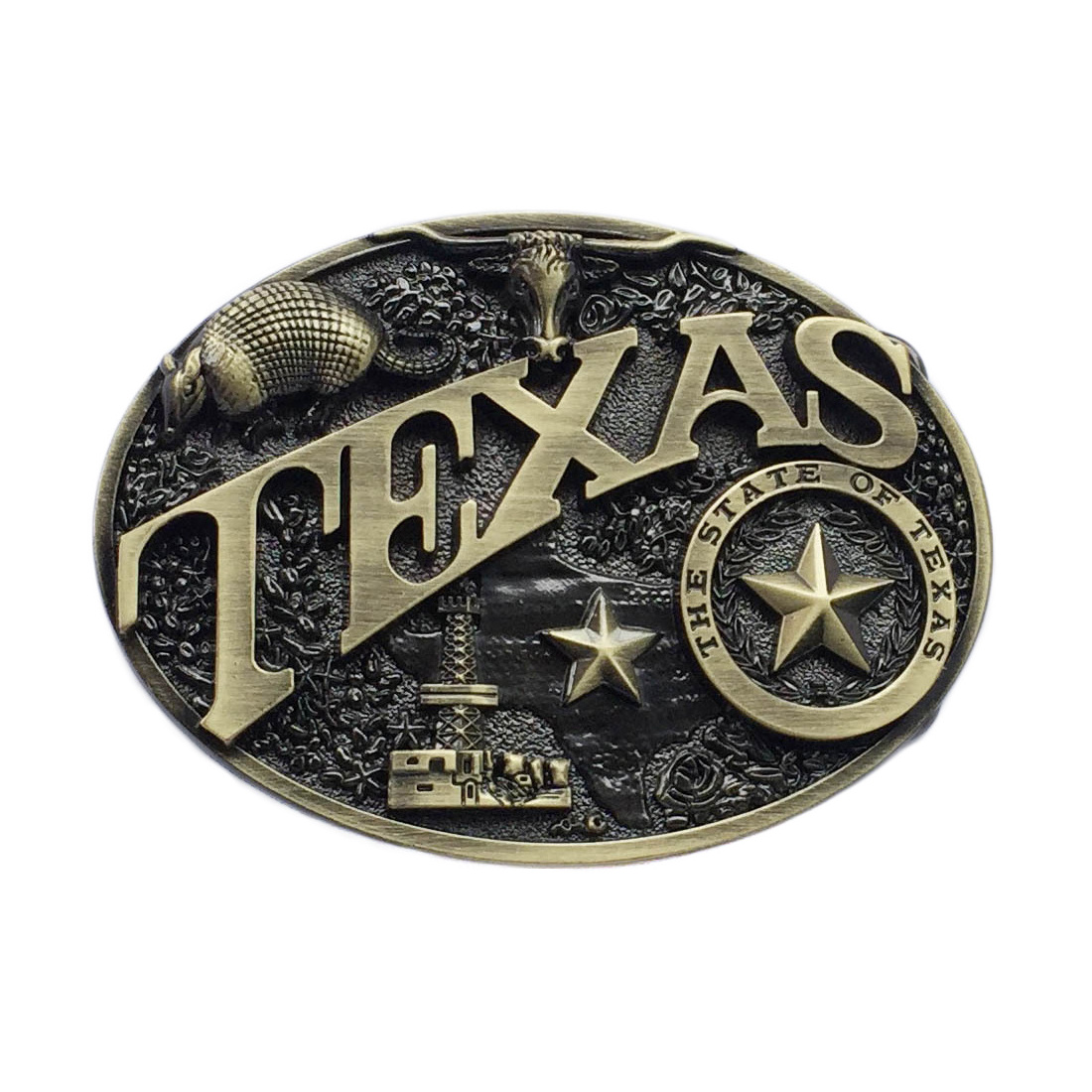 Wholesale High Quality Other Clothes Accessories Antique Bronze Stars 3D TEXAS State Cow Head Belt Buckle