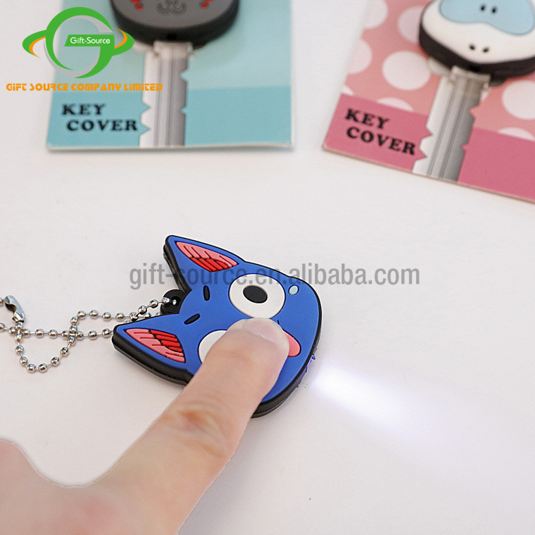 Wholesale cartoon character led light pvc plastic key cover