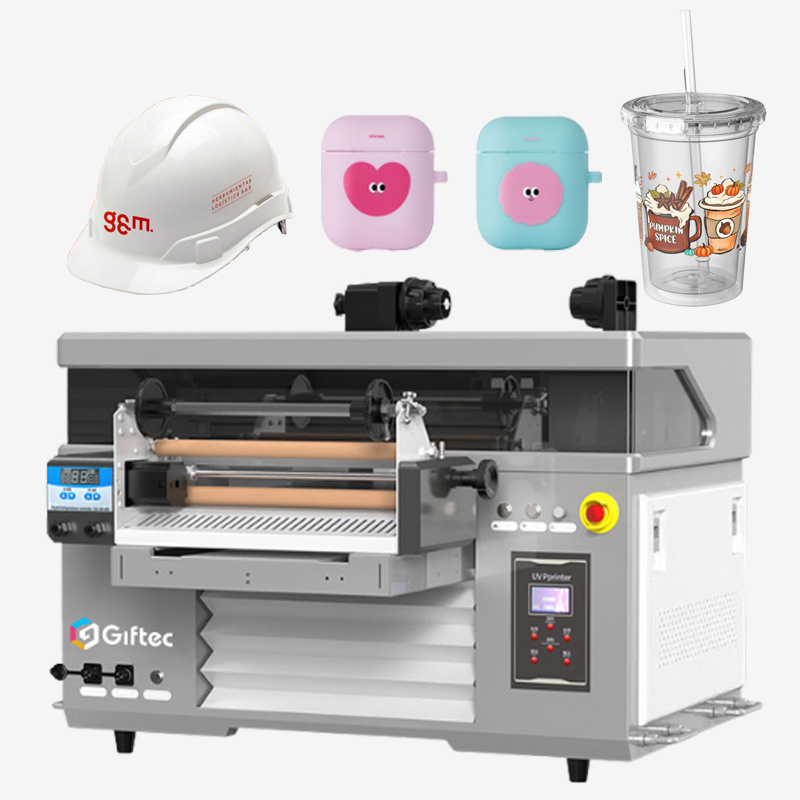 Giftec Low Price Automation Uv Printer A3 Flat Bed Tumbler in One Printing Machine Xp600 Uv DTF Sticker Mobile Cover Printer 120